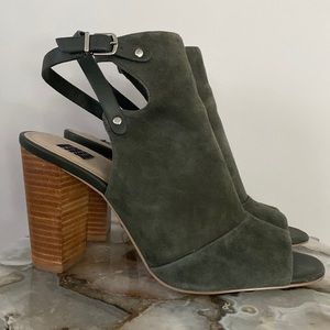 WHBM shoes, green suede, size 9